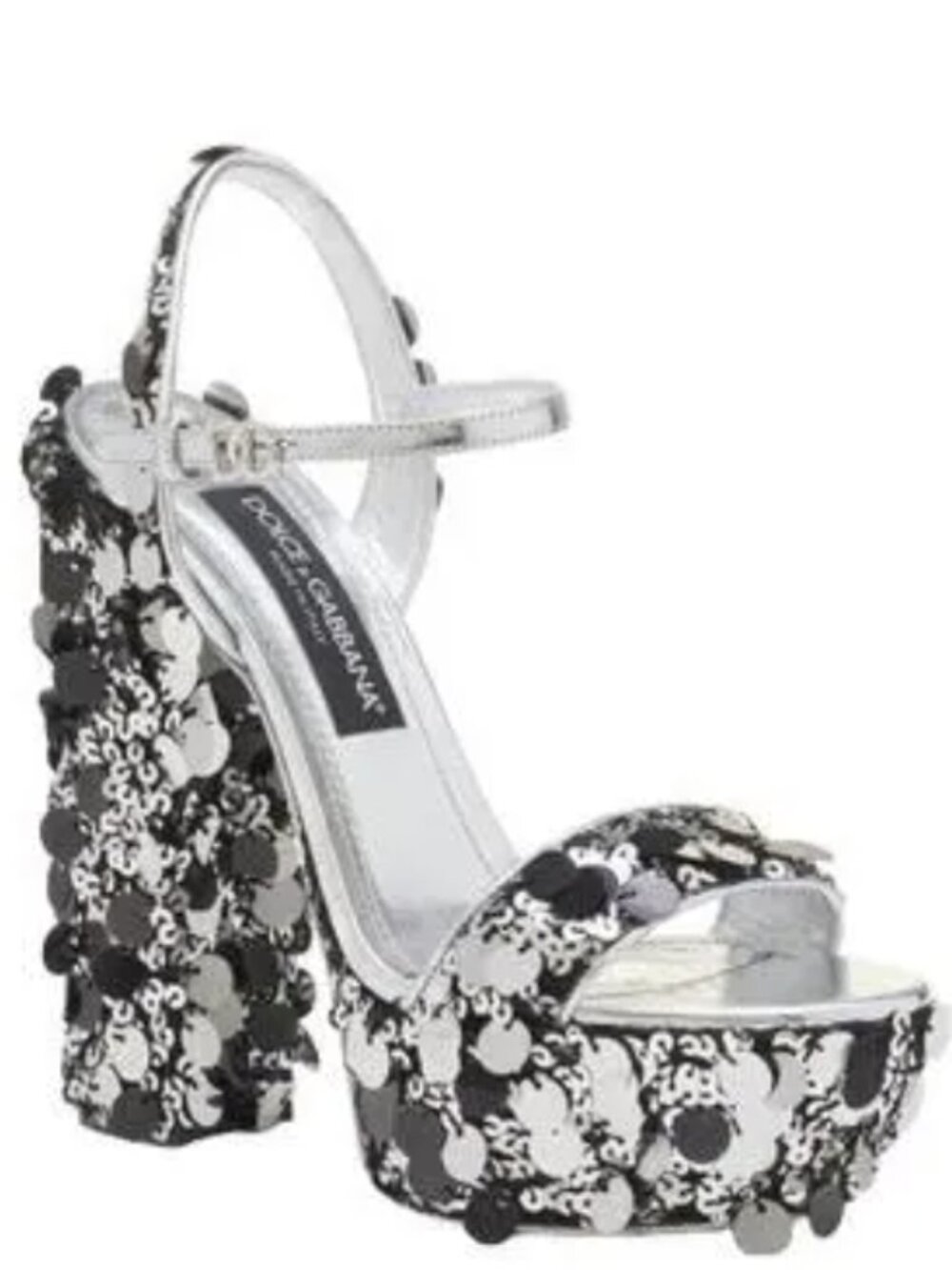 Dolce & Gabbana Sequin Block Heel Platform Sandals